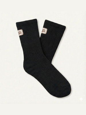 Women's UGG Ribbed Cotton Socks – Black – view 1